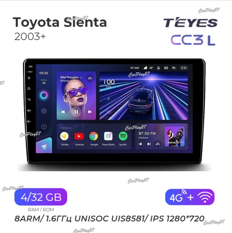 Магнитола штатная Toyota Sienta 2003+